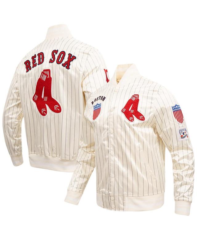 Pro Standard Mens Cream Boston Red Sox Cooperstown Collection Pinstripe Retro Classic Satin Full-Snap Jacket Product Image