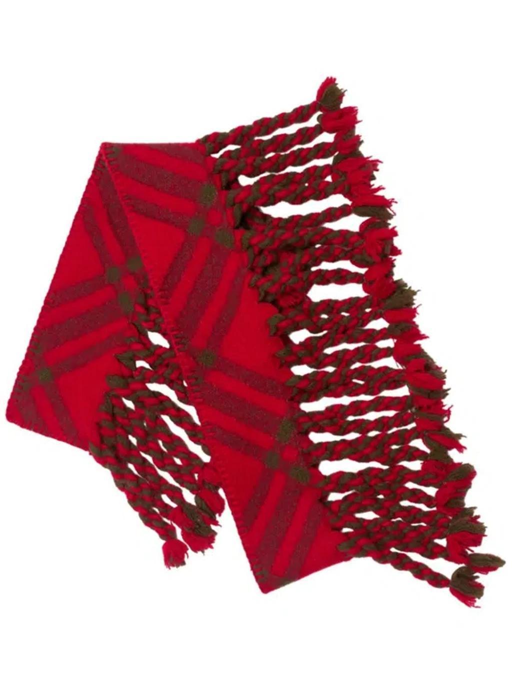 BURBERRY Check Wool Scarf In Red Product Image