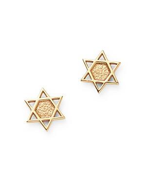 Womens 14K Yellow Gold Itty Bitty Star Of David Stud Earrings Product Image