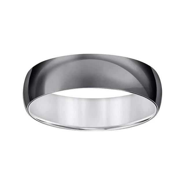 AXL Black & Gray Titanium 6 mm Low Dome Comfort Fit Mens Band Black silver Product Image