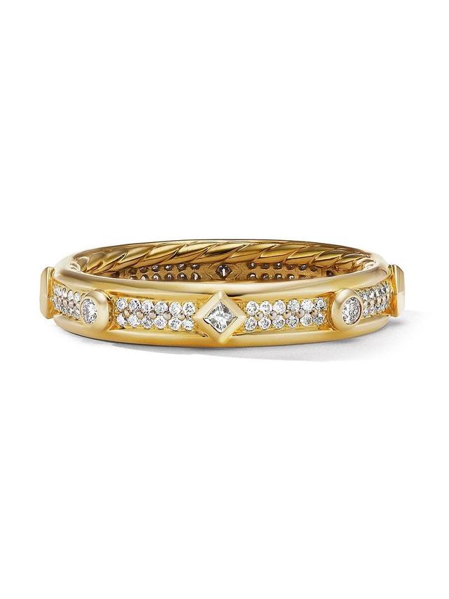 Womens Modern Renaissance Ring In 18K Yellow Gold With Full Pav Diamonds Product Image