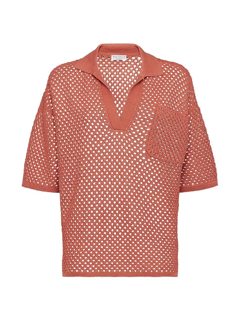 Womens Cotton Polo Style Net Sweater Product Image