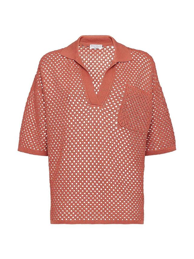 Womens Cotton Polo Style Net Sweater Product Image