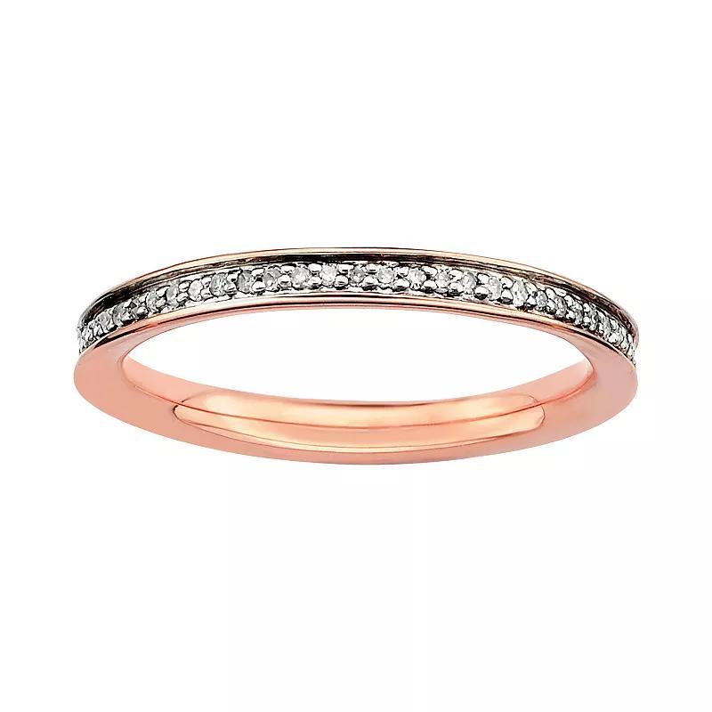 Stacks & Stones 18k Rose Gold Over Silver 1/5-ct. T.W. Diamond Stack Ring, Womens Grey Product Image