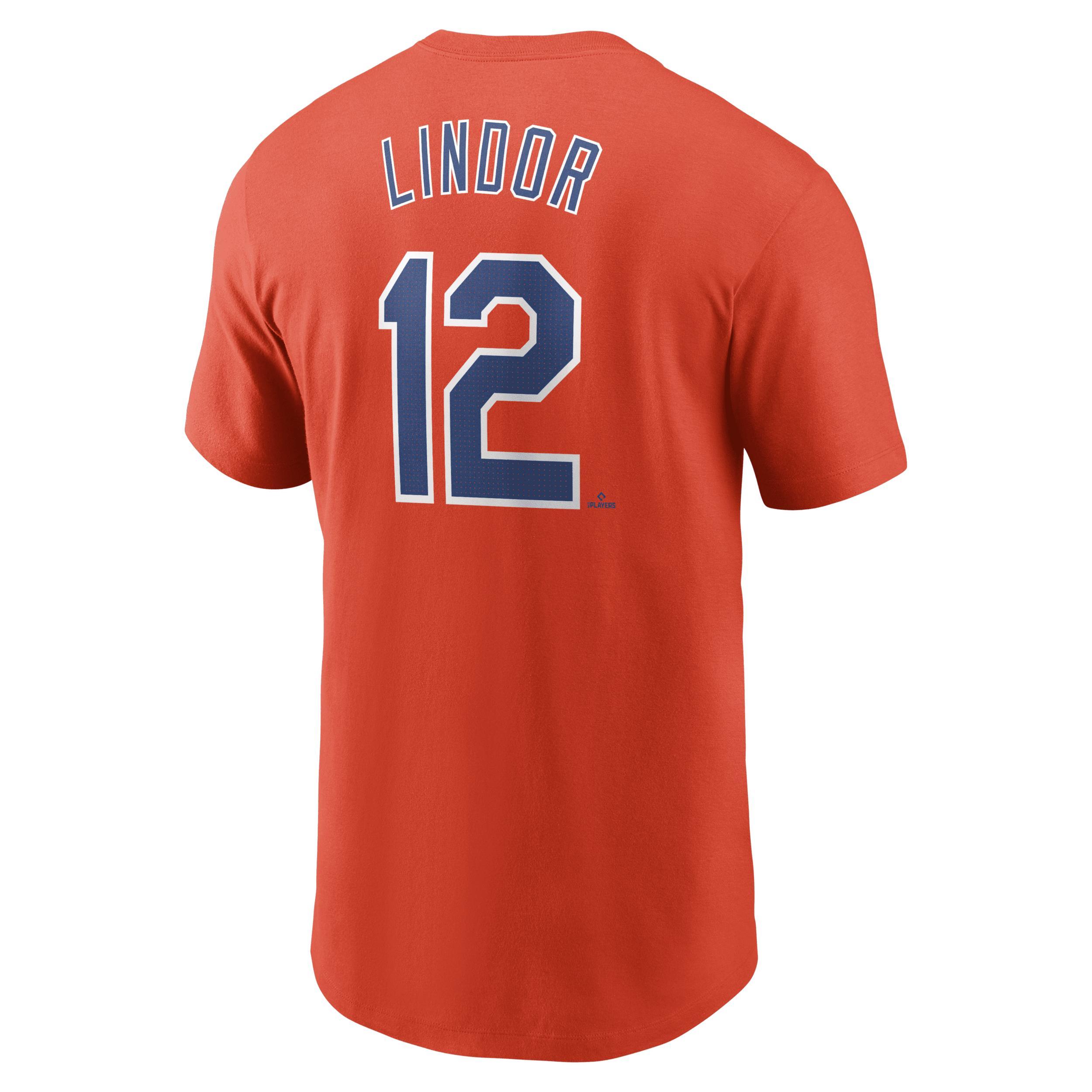 Nike Mens Francisco Lindor Orange New York Mets Fuse Name Number T-Shirt Product Image