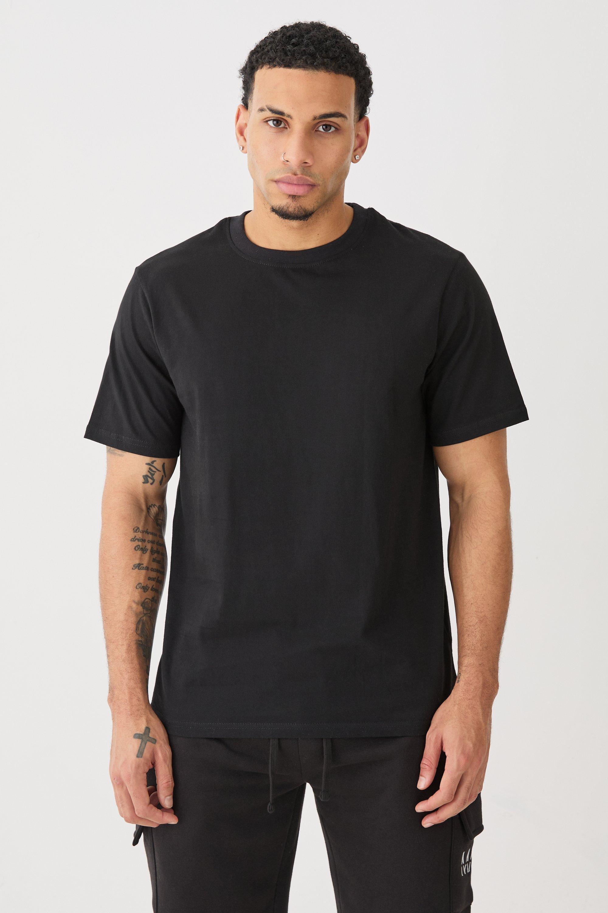 Mens Black Basic Crew Neck T Shirt, Black Product Image