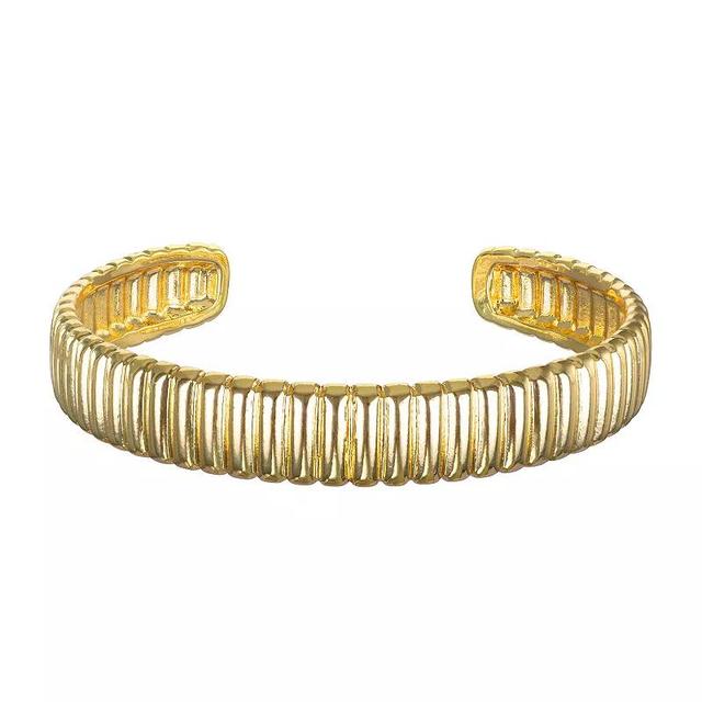 Emberly Gold Tone Ribbed Textured Cuff Bracelet, Womens, None Product Image