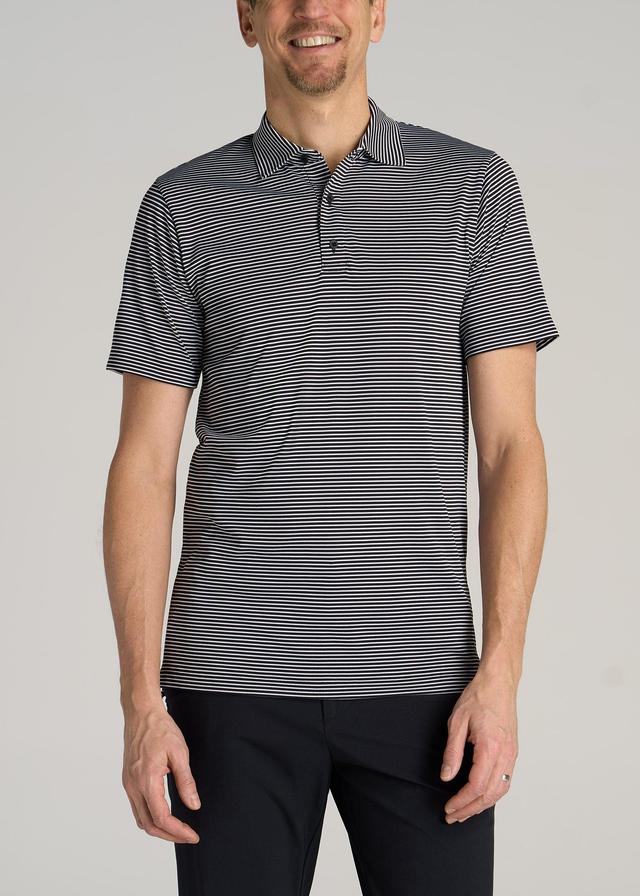 A.T. Performance Stretch Stripe Golf Tall Men's Polo Shirt in Black Product Image