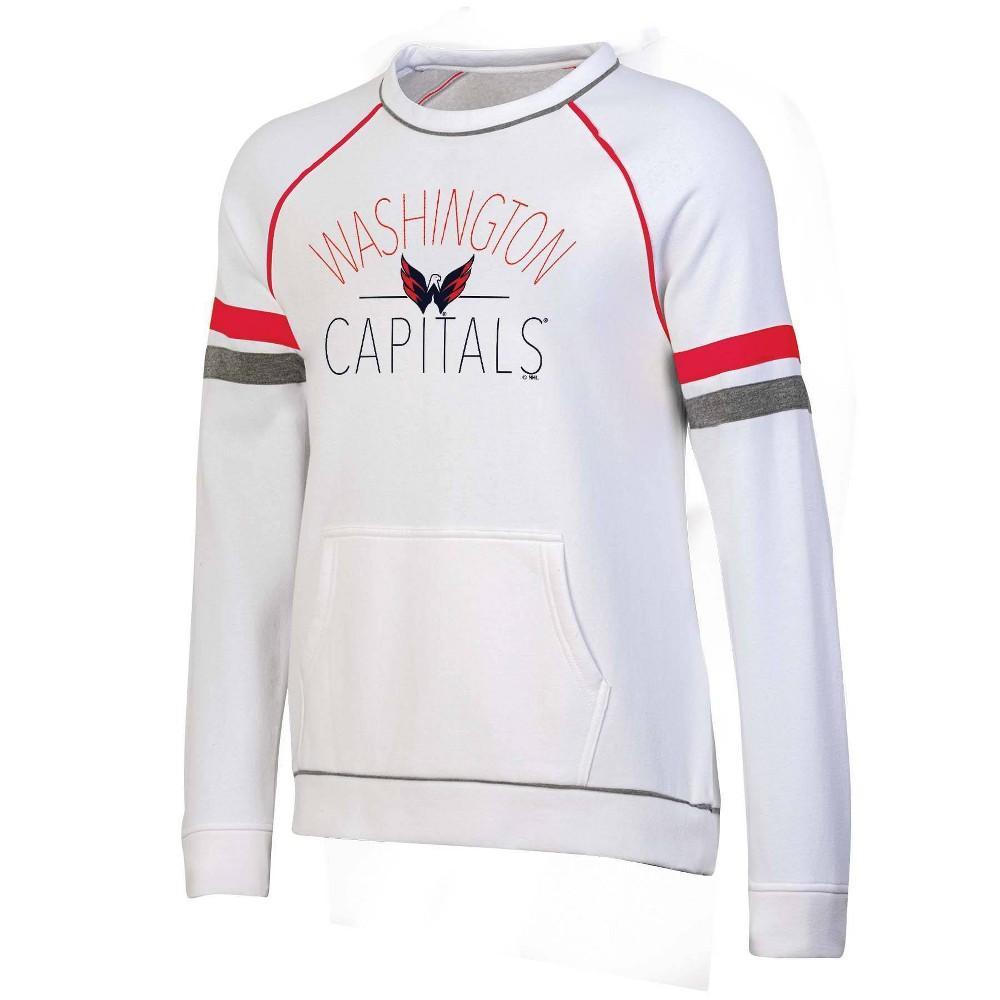 NHL Washington Capitals Womens White Long Sleeve Fleece Crew Sweatshirt Product Image