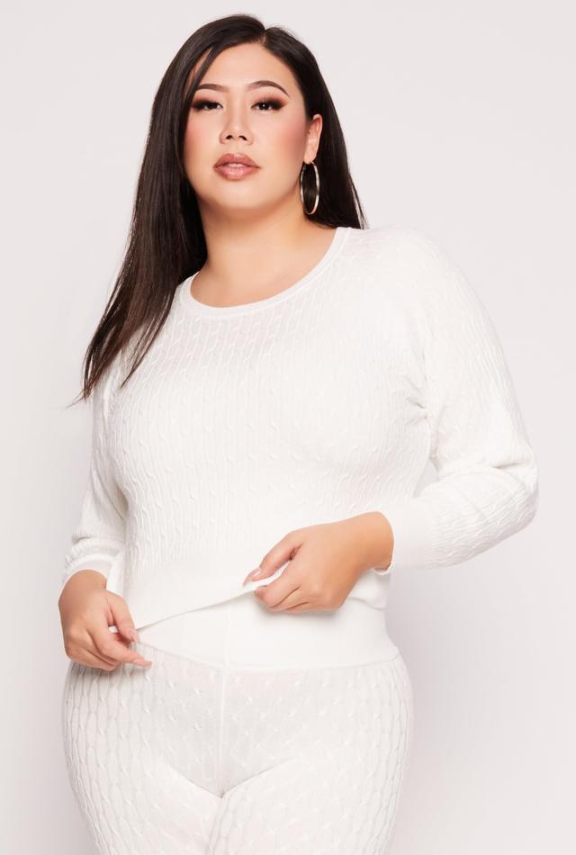 Womens Plus Size Daisy Cable Knit Sweater Product Image