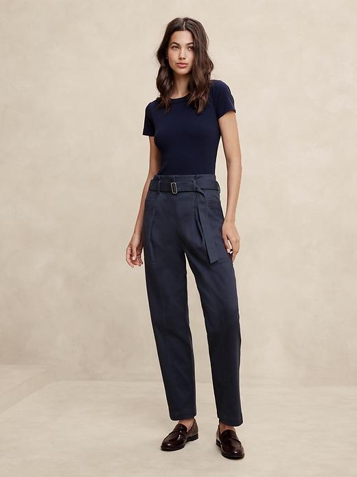 Twill Belted Tapered Pant Product Image