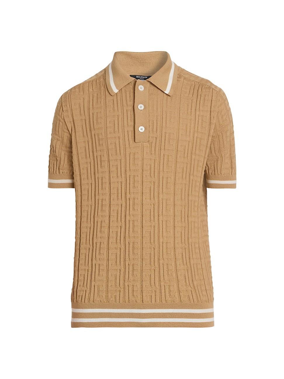 Mens Jacquard Logo Wool Polo Shirt Product Image