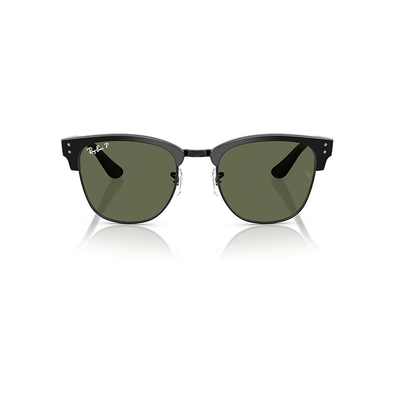 RAY BAN Clubmaster Reverse Sunglasses Black Frame Green Lenses Polarized 54-21 Product Image