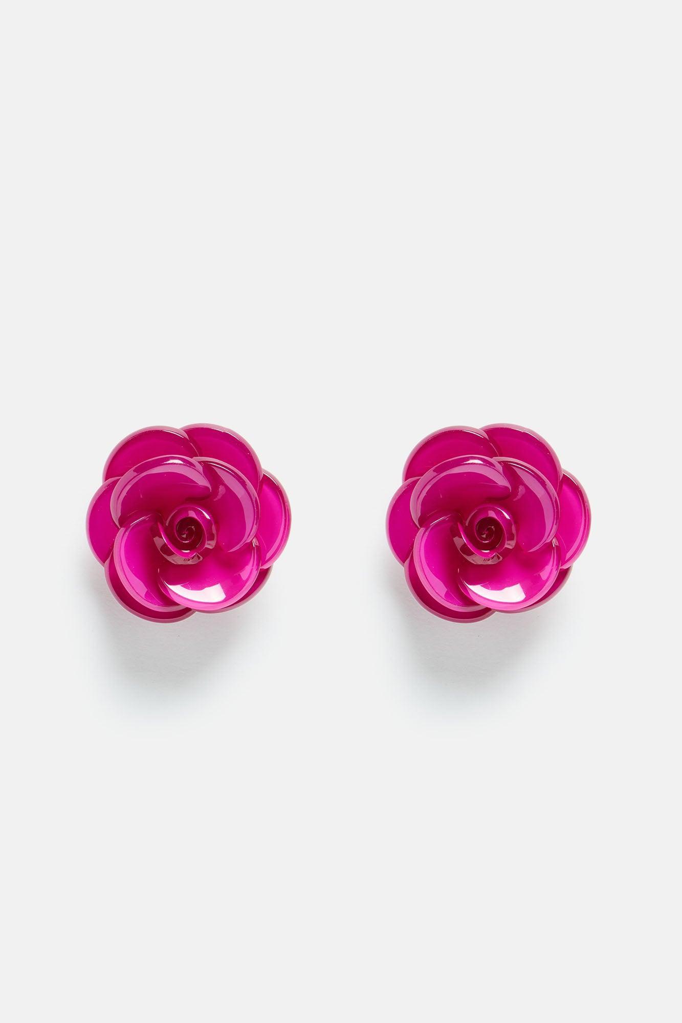 Pretty Pretty Flower Earrings - Fuchsia Product Image