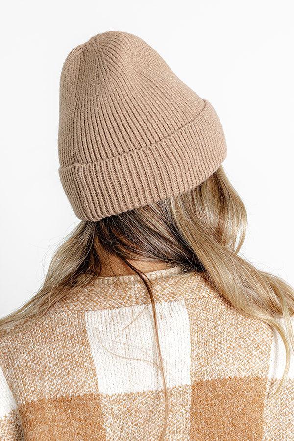 Friendly Smiles Knit Beanie in Warm Taupe Product Image