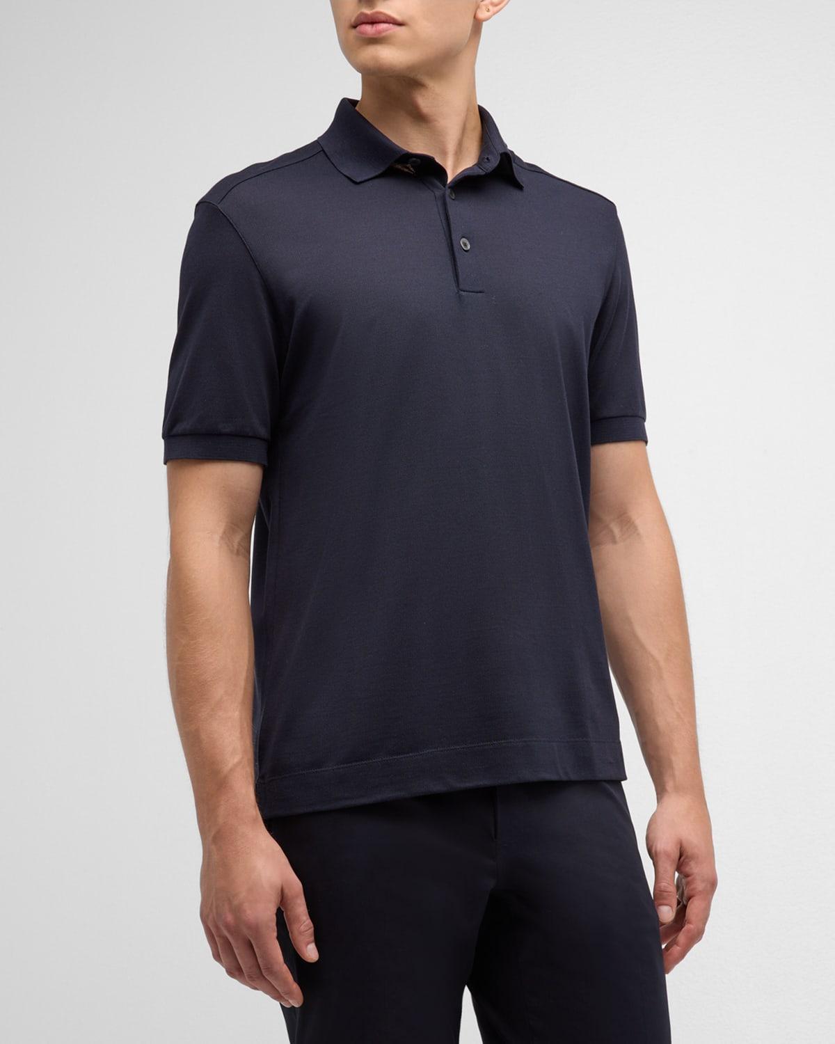 Mens Cotton and Silk Polo Shirt Product Image