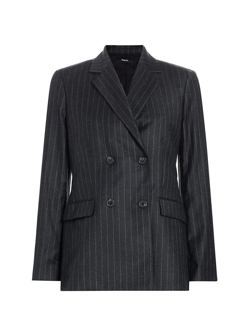 Theory Slim Double Breasted Wool Blazer Product Image