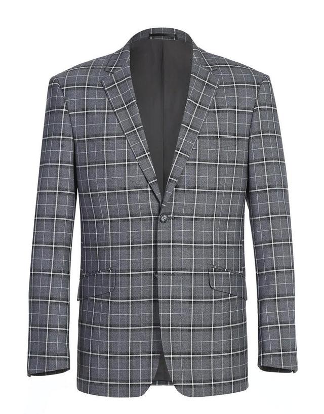 Regular Fit 2 Piece Notch Lapel Suit Gray Check Pattern Product Image