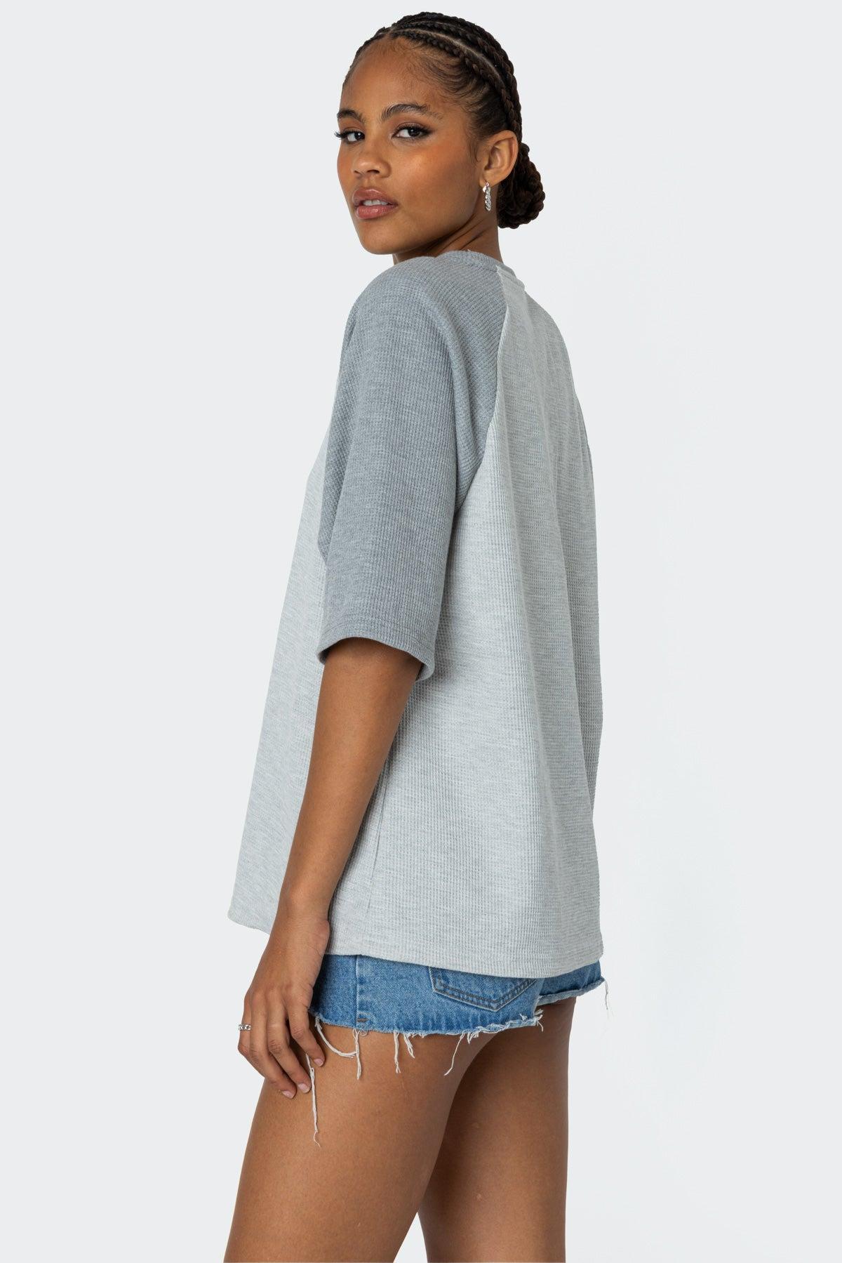 Oversized Raglan Waffle T Shirt Product Image