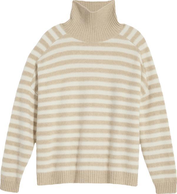 Cashmere Relaxed Texture Stripe Turtle Neck Sweater Product Image