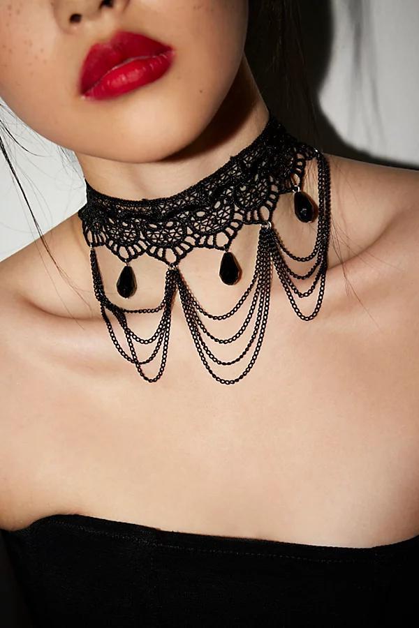 Clarice Drippy Lace Choker Necklace Womens at Urban Outfitters Product Image