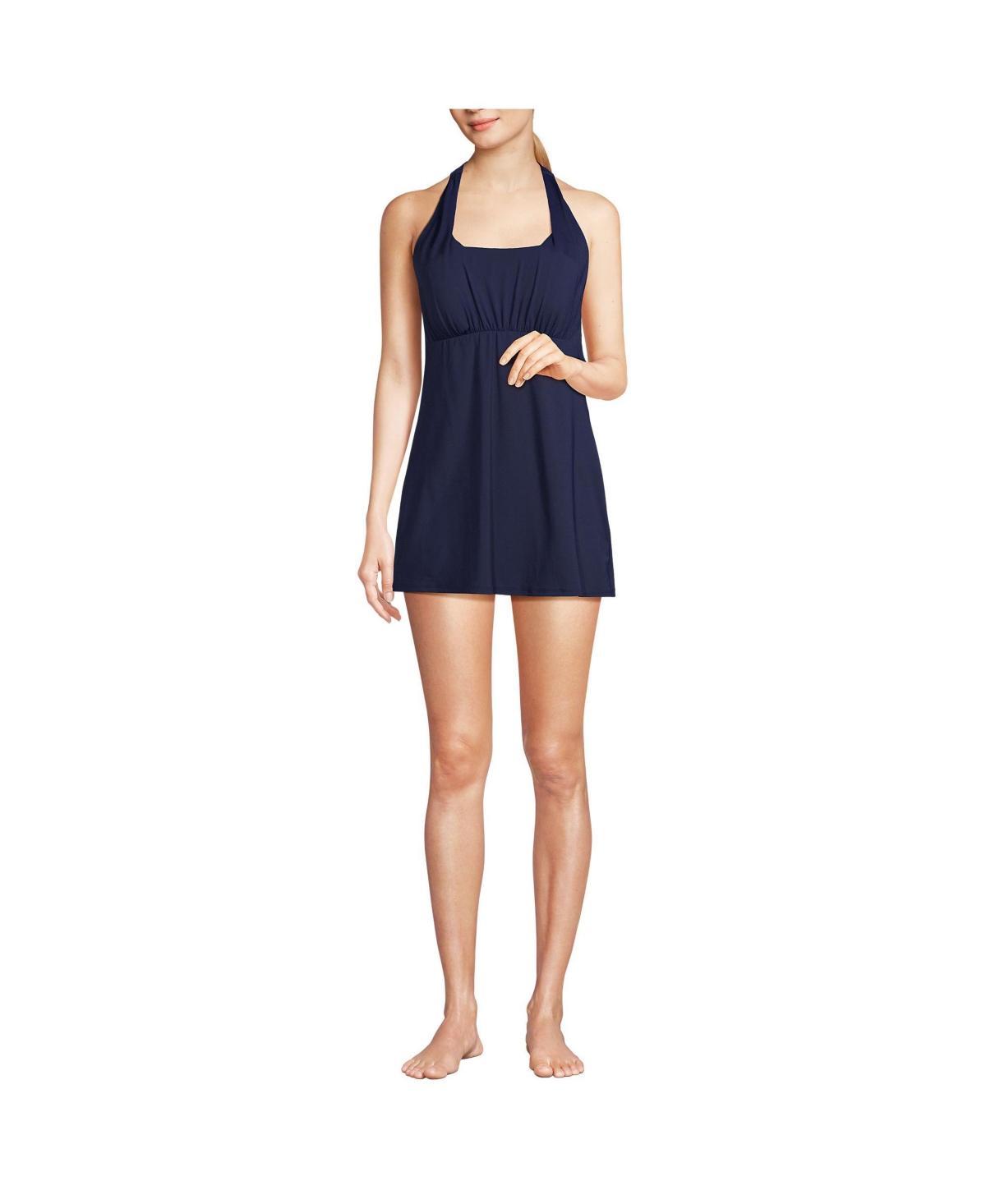 Lands End Womens Square Neck Halter Swim Dress One Piece Swimsuit Product Image