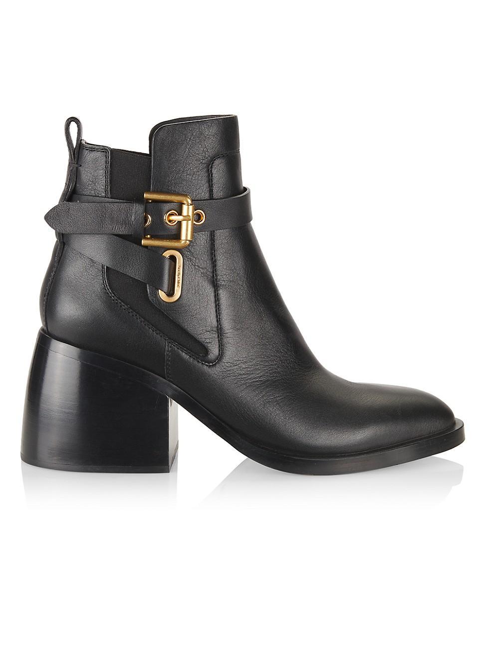 Womens Averi 75MM Block Heel Leather Ankle Boots product image