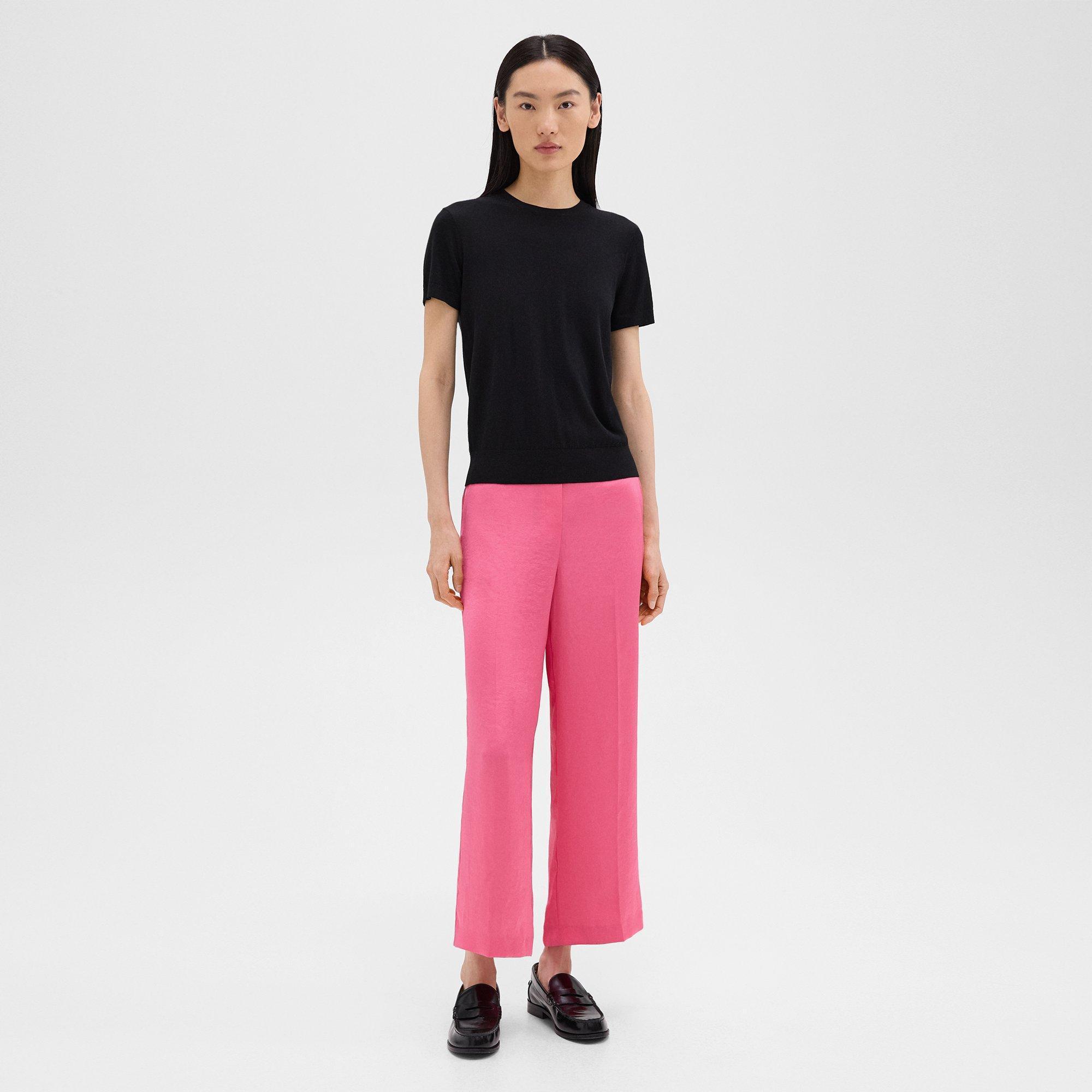 Crushed Satin Wide Leg Pull-On Pant | Theory Product Image