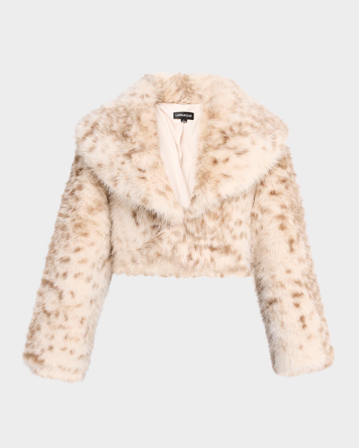 Danika Leopard-Printed Faux Fur Cropped Coat Product Image