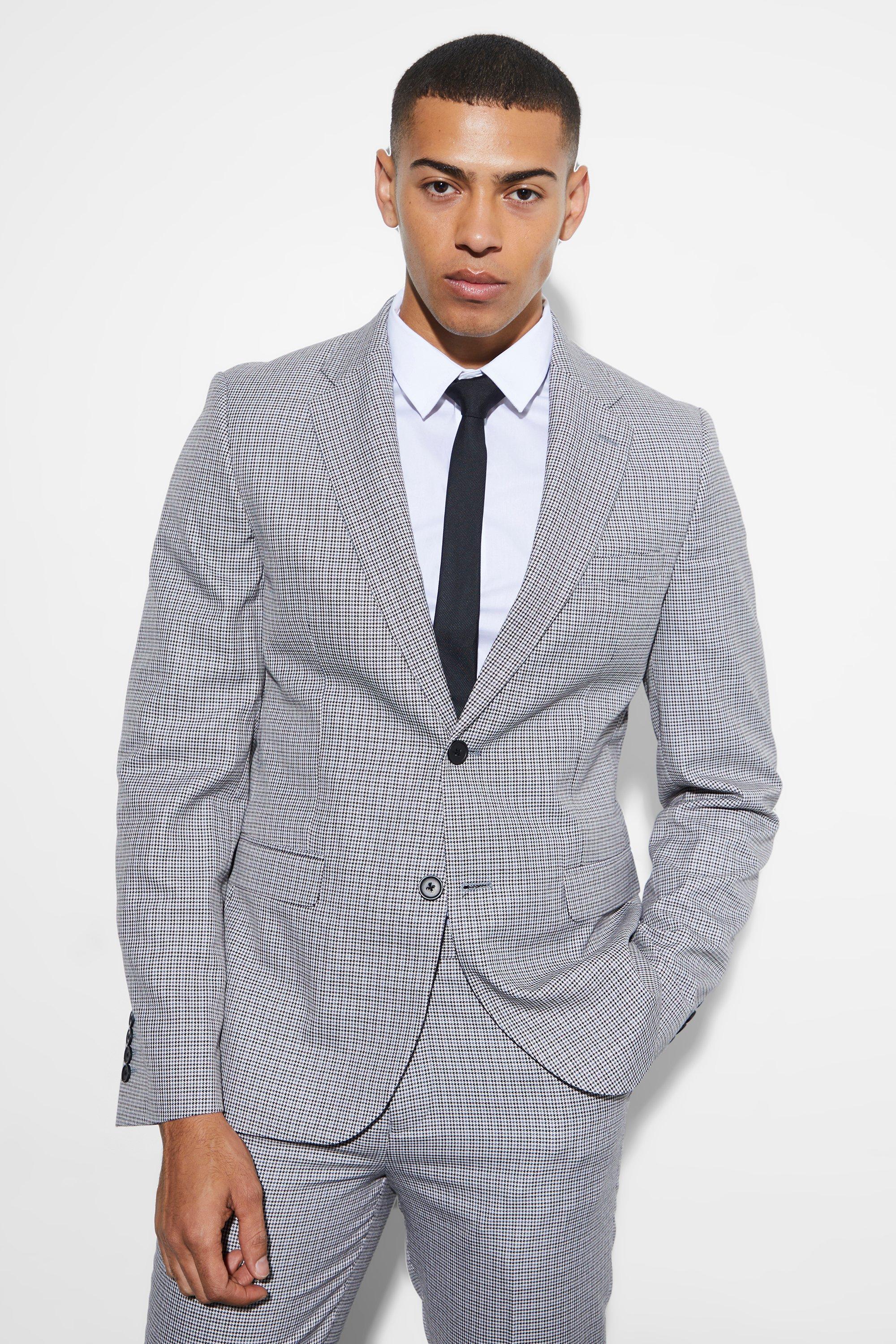 Slim Dogstooth Single Breasted Suit Jacket | boohooMAN USA Product Image