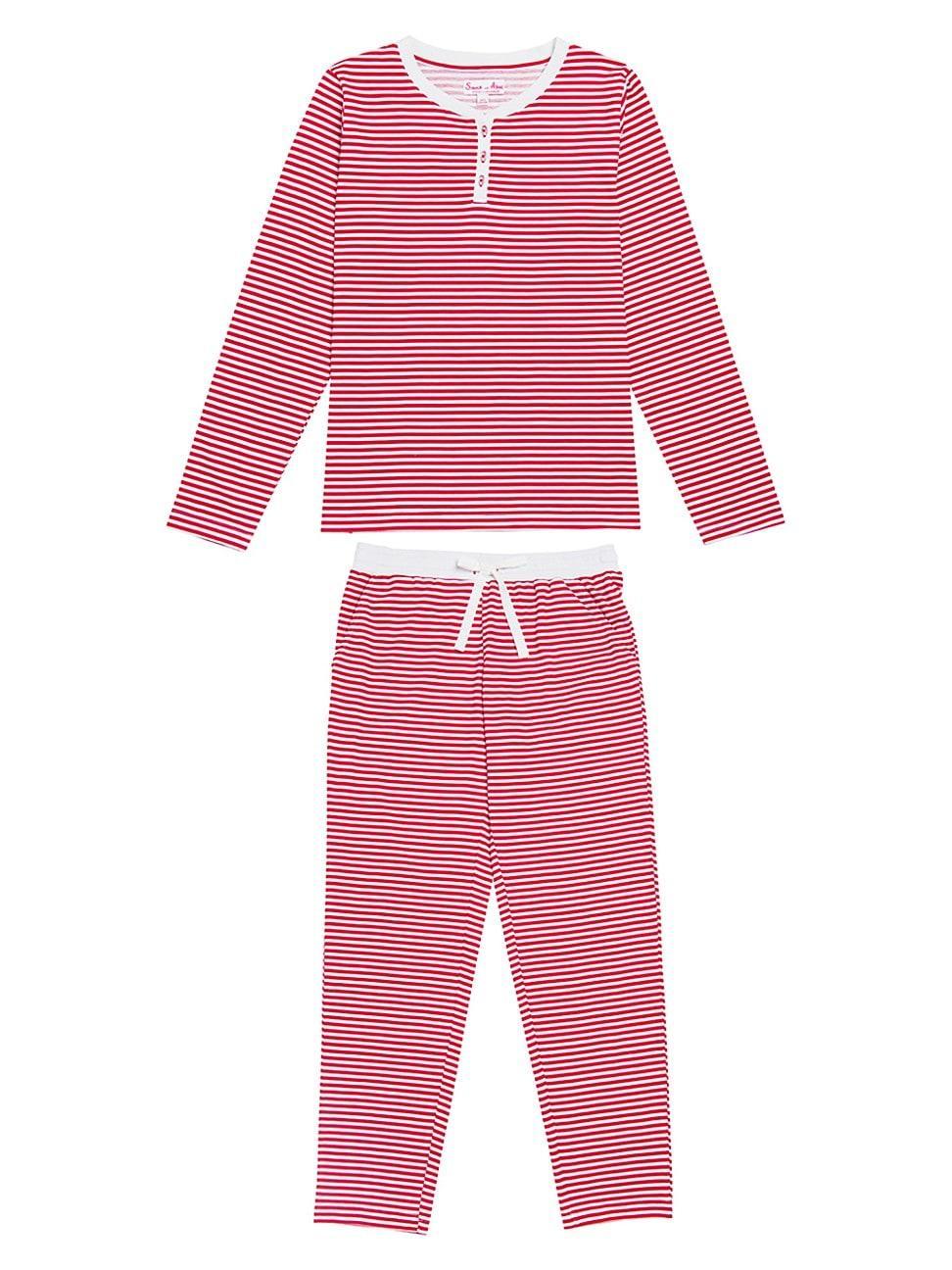 Womens Stripe Jersey Long Pajama Set Product Image