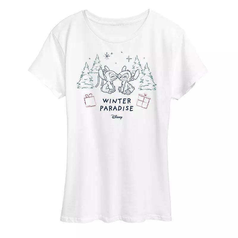 Disneys Lilo and Stitch Womens Winter Paradise Graphic Tee Product Image