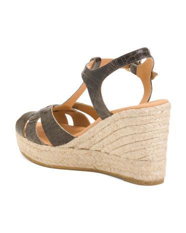 Leather Espadrille Wedge Sandals for Women product image