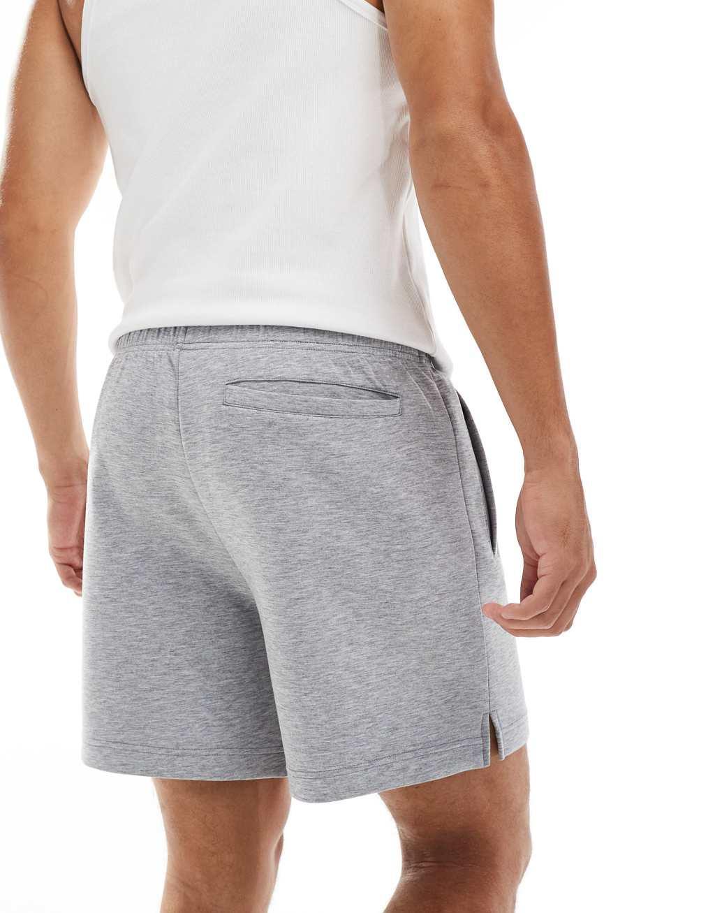 ASOS 4505 Icon 7 inch quick dry performance fleece sweatshirt fabric shorts in heather gray Product Image