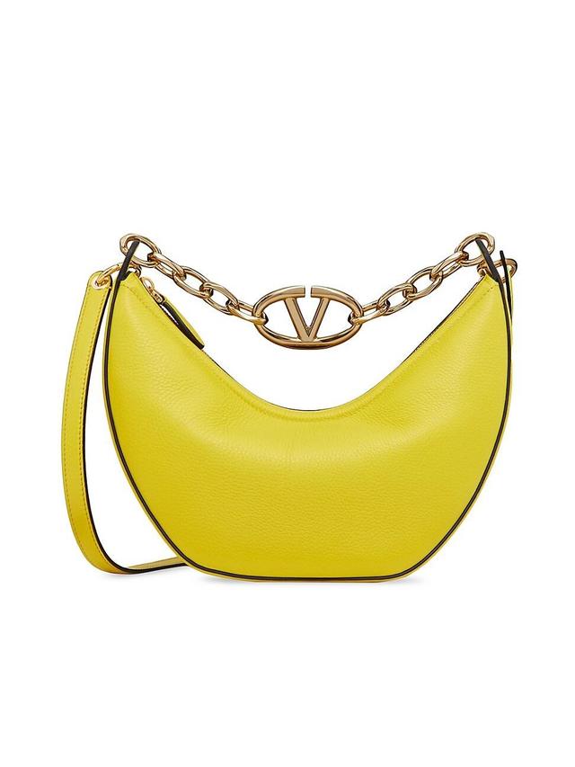 Womens Small VLogo Moon Hobo Bag In Leather With Chain Product Image