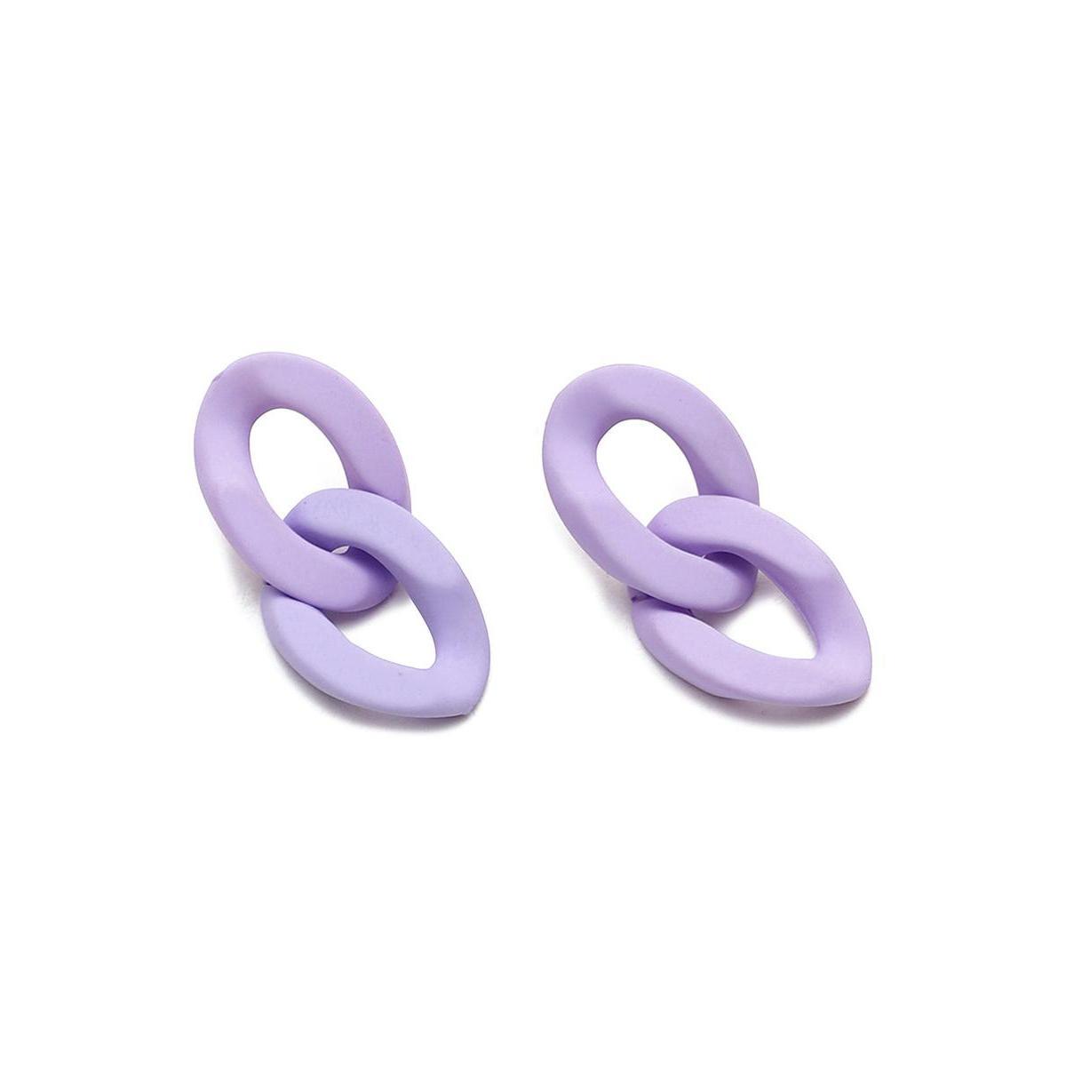 Sohi Womens Purple Chain-link Drop Earrings Product Image