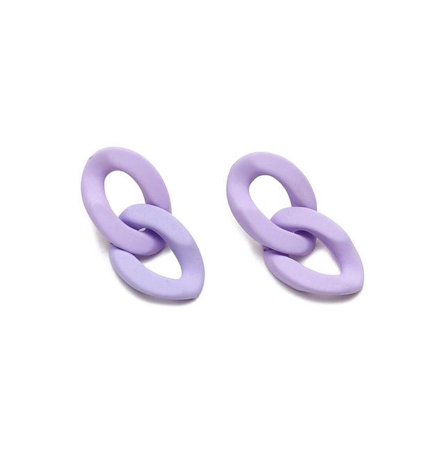 Sohi Womens Purple Chain-link Drop Earrings Product Image