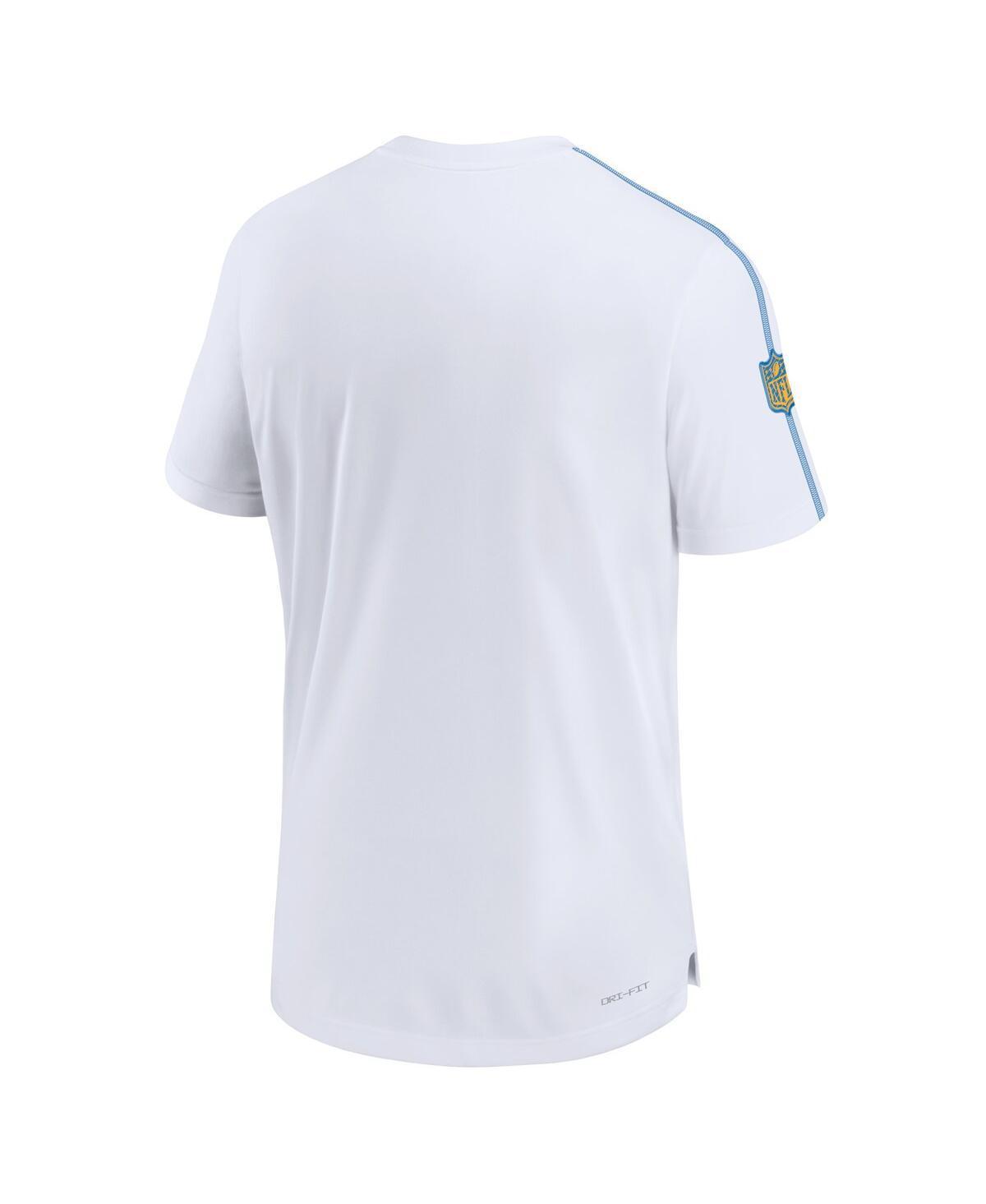 NIKE Men's White Los Angeles Chargers 2024 Sideline Coach Uv Performance T-shirt In White,blue Product Image