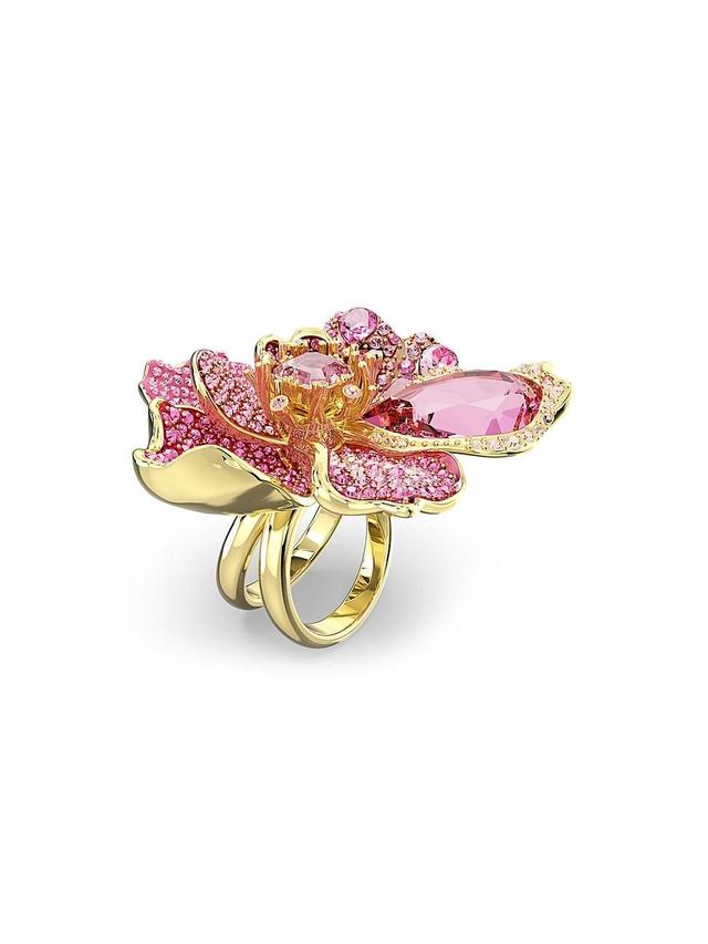 Womens Florere Goldtone & Crystal Flower Cocktail Ring Product Image