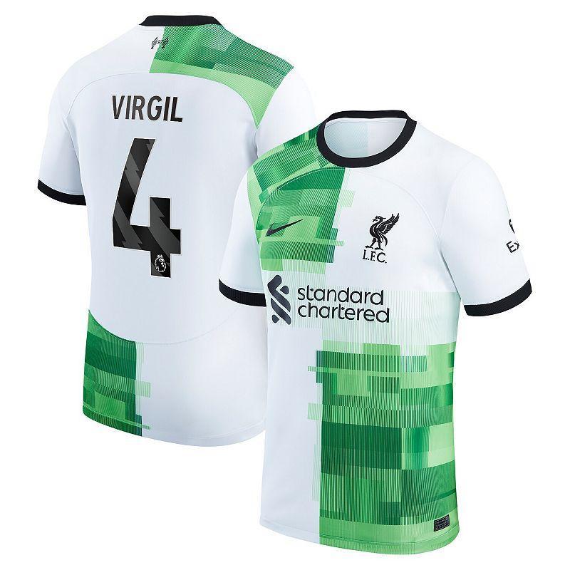 Mens Nike Virgil van Dijk White Liverpool 2023/24 Away Replica Player Jersey - White Product Image