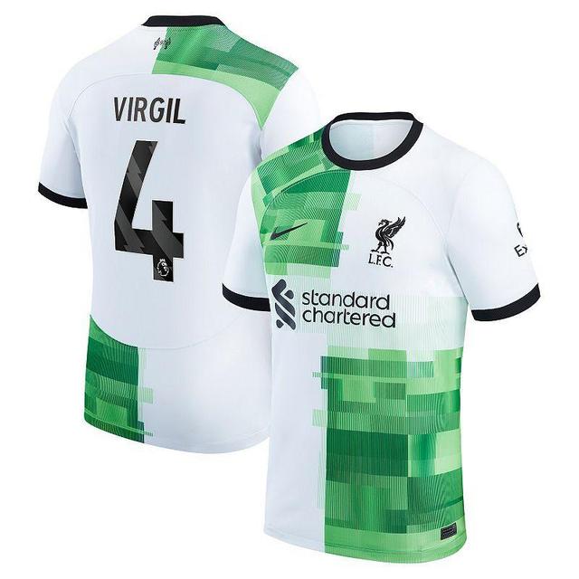 Mens Nike Virgil van Dijk White Liverpool 2023/24 Away Replica Player Jersey Product Image