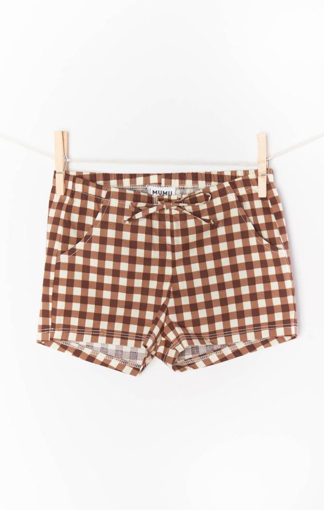 Lil Easy Shorts ~ Brown Gingham Kids Product Image