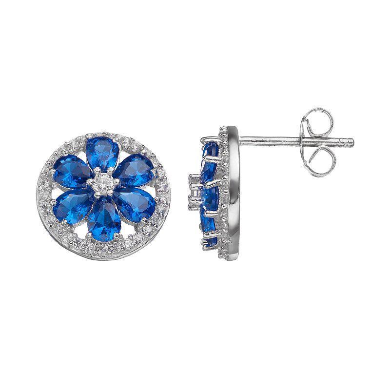 Sophie Miller Lab-Created Blue Spinel & Cubic Zirconia Flower Stud Earrings, Womens Product Image