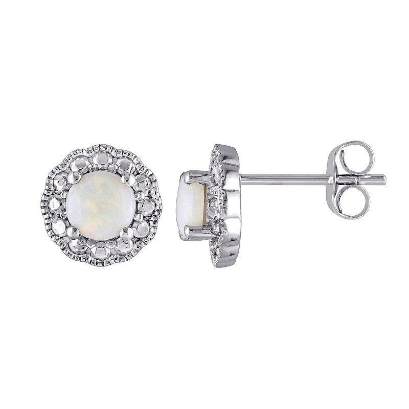 Stella Grace 10K White Gold Opal Flower Stud Earrings, Womens, 10k Whgold Product Image