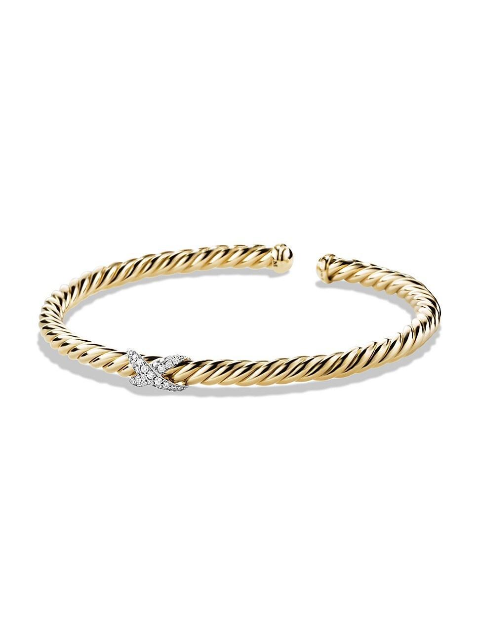 Womens X Bracelet with Diamonds in Gold Product Image