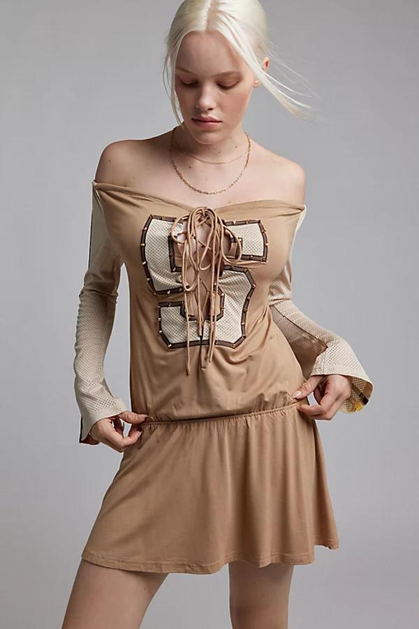 Jaded London Maia Lace Up Varsity Number Mini Dress Womens at Urban Outfitters Product Image