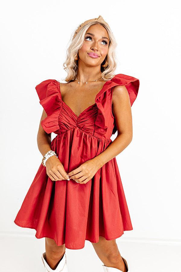 Cityscape Splendor Babydoll Dress In Rust Product Image