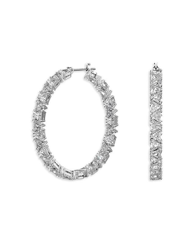 Swarovski Millenia Triangle Cut Hoop Earrings in Rhodium Plated Product Image