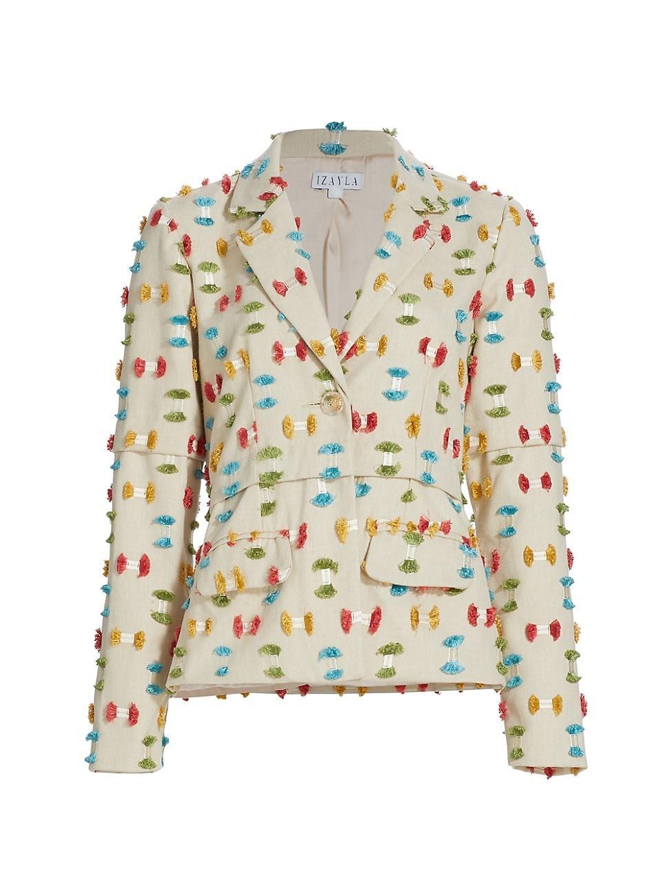 Womens Embroidered One-Button Blazer Product Image