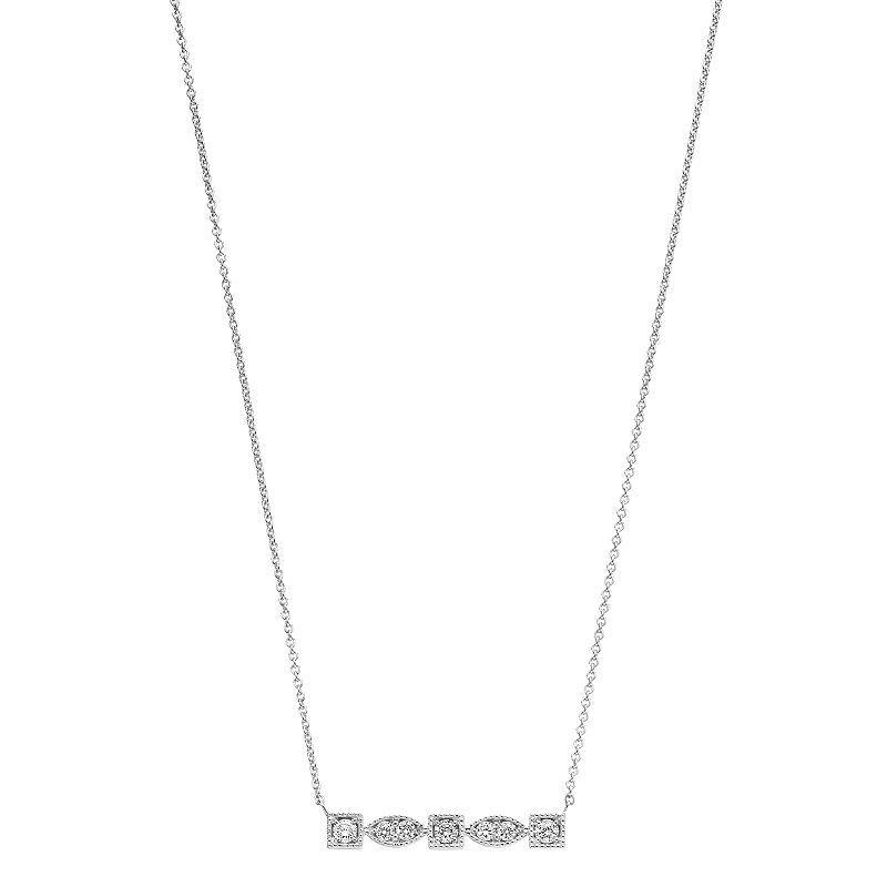 Ava Blue 14k White Gold 1/3 Carat T.W. Diamond Bar Necklace, Womens Product Image